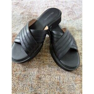 Madewell Alina Platform Sandal Black Leather Slip On Retro Sandals Women Sz 8.5